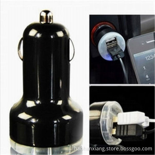 Mini dual-port USB car charger